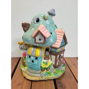 Vintage Ceramic Mushroom Easter / spring Village House Garden Decor Pastel Color